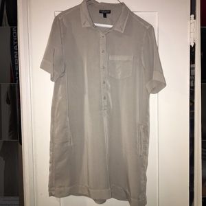 TOPSHOP beige button down short sleeve shirt dress